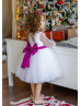 Long Sleeves White Pearls Tulle Flower Girl Dress Long Sleeves White Pearls Tulle Flower Girl Dress